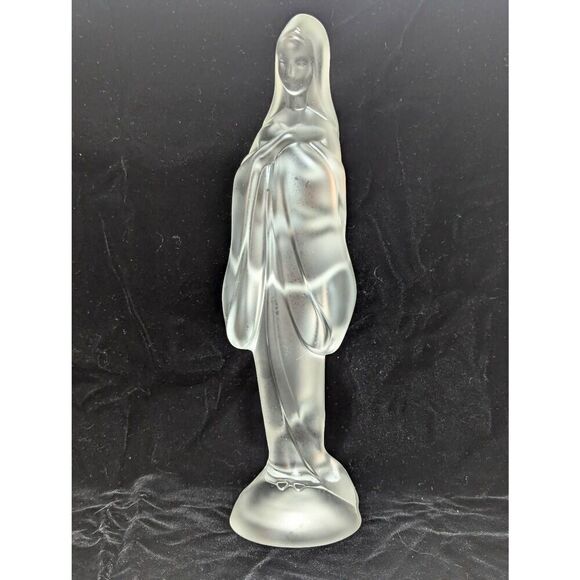 Fostoria Glass Frosted MCM Madonna Figurine Home Decor - Picture 1 of 7
